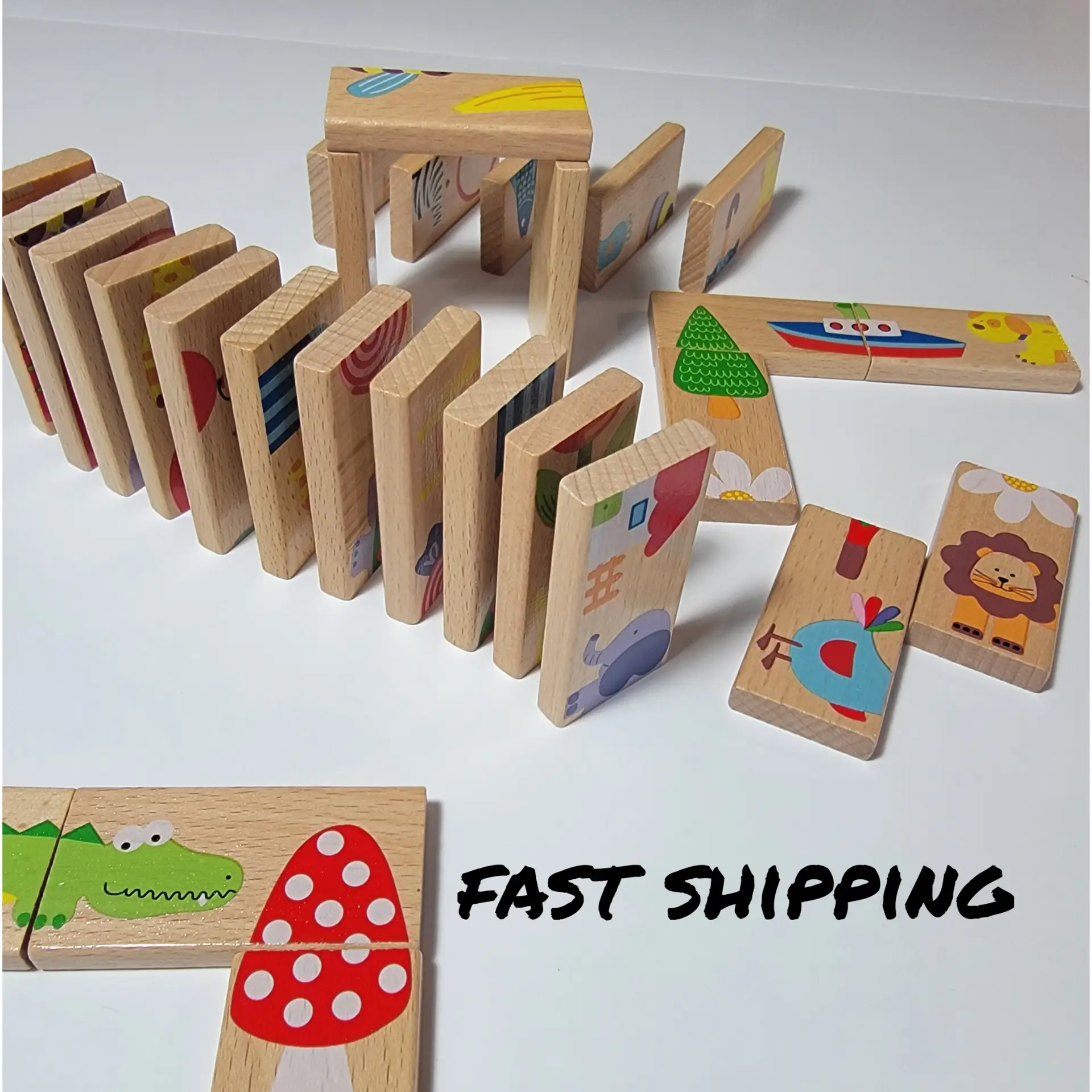 Megans Toys animal picture dominoes wooden set
